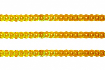 Пайетки "ОмТекс" на нитях, CREAM, 6 мм С / упак.73+/-1м, цв. 92 - золото - купить в Белгороде. Цена: 484.77 руб.