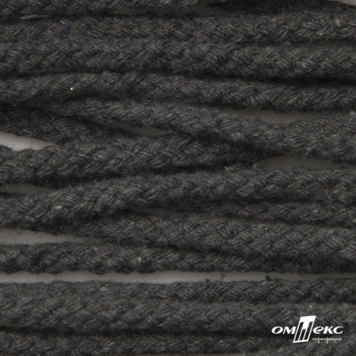 Шнур плетеный d-6 мм круглый, 70% хлопок 30% полиэстер, уп.90+/-1 м, цв.1088-т.серый - купить в Белгороде. Цена: 588 руб.