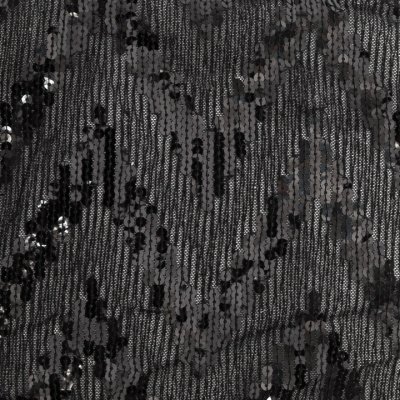 Трикотажное полотно с пайетками, шир.130 см, #311-бахрома чёрная - купить в Белгороде. Цена 1 183.35 руб.
