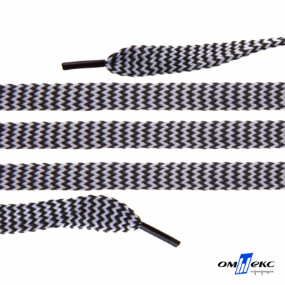 Шнурки #107-07, плоские 130 см, двухцветные цв.серый/чёрный - купить в Белгороде. Цена: 23.03 руб.
