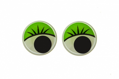 Глазки для игрушек, круглые, с бегающими зрачками, 15 мм/упак.50+/-2 шт, цв. -зеленый - купить в Белгороде. Цена: 113.01 руб.