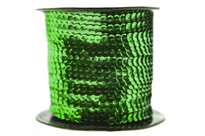 Пайетки "ОмТекс" на нитях, SILVER-BASE, 6 мм С / упак.73+/-1м, цв. 4 - зеленый - купить в Белгороде. Цена: 484.77 руб.
