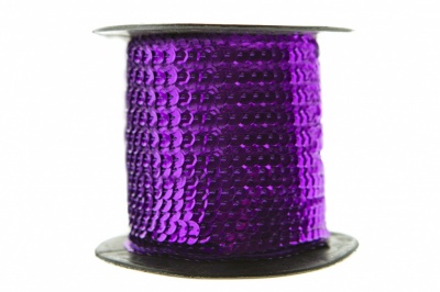 Пайетки "ОмТекс" на нитях, SILVER-BASE, 6 мм С / упак.73+/-1м, цв. 12 - фиолет - купить в Белгороде. Цена: 300.55 руб.