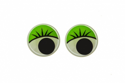 Глазки для игрушек, круглые, с бегающими зрачками, 12 мм/упак.50+/-2 шт, цв. -зеленый - купить в Белгороде. Цена: 95.04 руб.