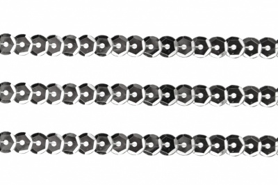 Пайетки "ОмТекс" на нитях, SILVER-BASE, 6 мм С / упак.73+/-1м, цв. 1 - серебро - купить в Белгороде. Цена: 468.37 руб.
